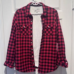 Red Plaid Fleece Lined Lumberjacket